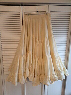 Women's Crinkled Cotton Tiered Broomstick Skirt